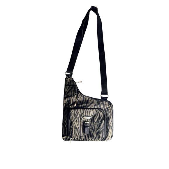 Baggallini Olive Green Animal Print Uptown Bag Crossbody Sling Messenger Bag - Picture 2 of 12